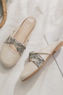 Backless Sheepskin Slippers for Women - Open-Toe Summer Footwear in Lazy French Style for Spring and Outdoor Wear