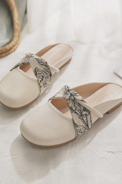 Backless Sheepskin Slippers for Women - Open-Toe Summer Footwear in Lazy French Style for Spring and Outdoor Wear