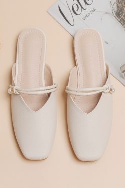 Backless Sheepskin Summer Slippers for Women - Flat Outdoor Loafers with Round Toe Design - Trendy Casual Footwear