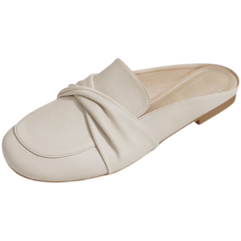 Backless Sheepskin Summer Slippers for Women - Flat Outdoor Loafers with Round Toe Design - Trendy Casual Footwear Backless Sheepskin Summer Slippers for Women - Flat Outdoor Loafers with Round Toe Design - Trendy Casual Footwear