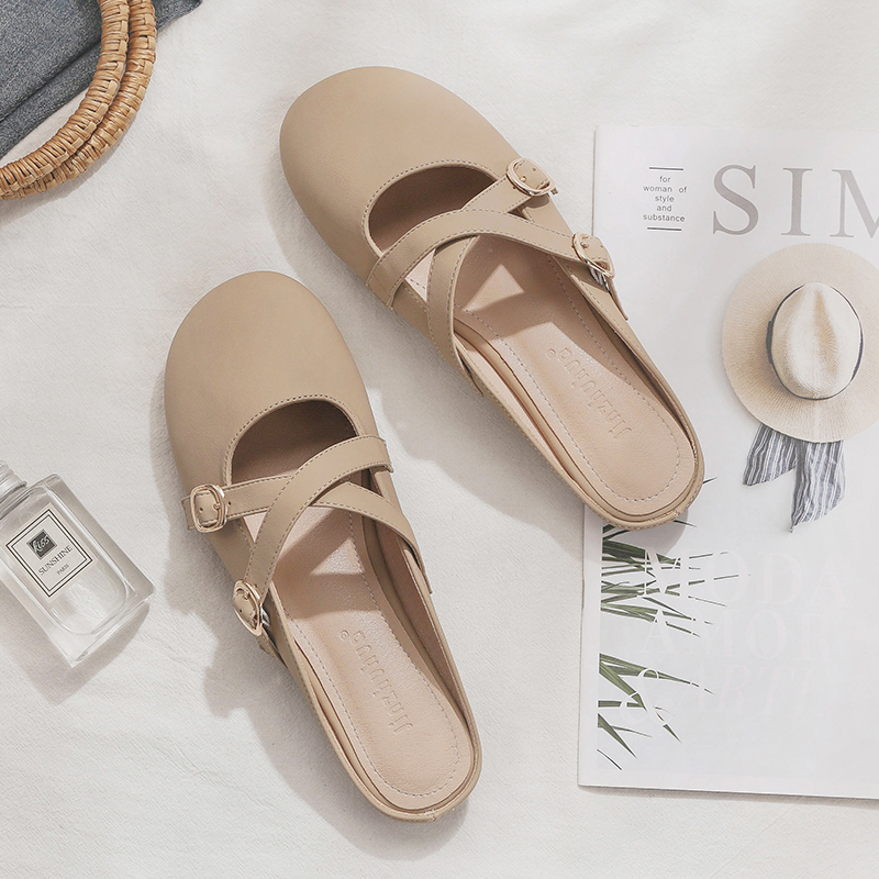 Backless Sheepskin Summer Slippers for Women - Flat Outdoor Loafers with Round Toe Design - Trendy Casual Footwear Backless Sheepskin Summer Slippers for Women - Flat Outdoor Loafers with Round Toe Design - Trendy Casual Footwear