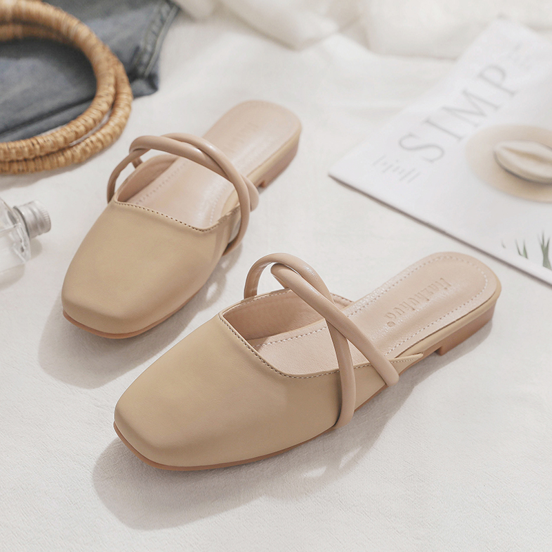 Backless Sheepskin Summer Slippers for Women - Flat Outdoor Loafers with Round Toe Design - Trendy Casual Footwear Backless Sheepskin Summer Slippers for Women - Flat Outdoor Loafers with Round Toe Design - Trendy Casual Footwear