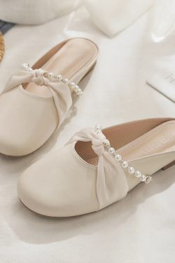 Backless Sheepskin Summer Slippers for Women - Flat Outdoor Loafers with Round Toe Design - Trendy Casual Footwear