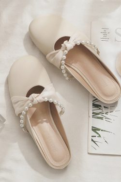 Backless Sheepskin Summer Slippers for Women - Flat Outdoor Loafers with Round Toe Design - Trendy Casual Footwear
