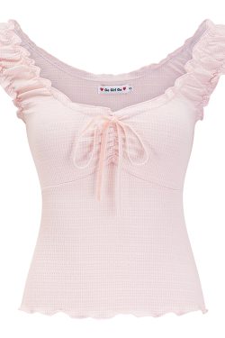 Ballet Style Lace Edge Camisole Top for Women - Sweet and Spicy Sleeveless Short Outerwear, Perfect for Y2K and 90s Fashion