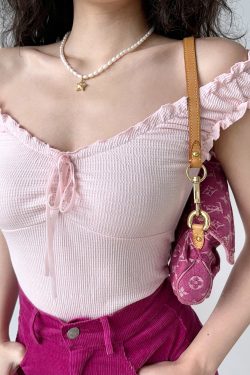 Ballet Style Lace Edge Camisole Top for Women - Sweet and Spicy Sleeveless Short Outerwear, Perfect for Y2K and 90s Fashion