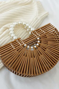 Bamboo Woven Handbag for Women, Versatile Commuter Bag, Spring/Summer 2025 Niche Design, Eco-Friendly Bamboo Joint Bag