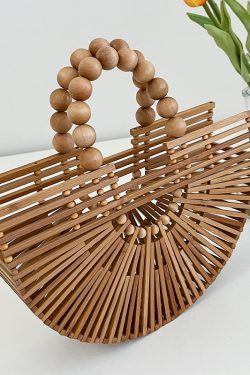 Bamboo Woven Handbag for Women, Versatile Commuter Bag, Spring/Summer 2025 Niche Design, Eco-Friendly Bamboo Joint Bag