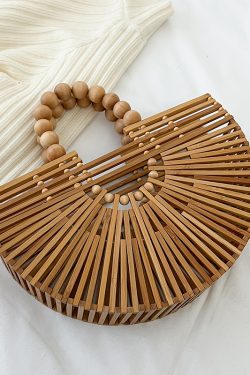 Bamboo Woven Handbag for Women, Versatile Commuter Bag, Spring/Summer 2025 Niche Design, Eco-Friendly Bamboo Joint Bag