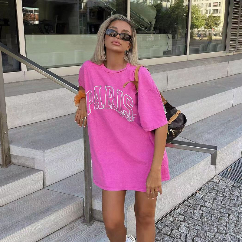 Barbie Pink Retro Letter Short Sleeve T-Shirt for Women - Oversized Summer Style, Y2K American Fashion Hot Girl Top Barbie Pink Retro Letter Short Sleeve T-Shirt for Women - Oversized Summer Style, Y2K American Fashion Hot Girl Top