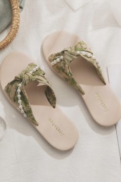 Beautiful Sheepskin Flat Sandals for Women - Summer French Style Beach Shoes, Perfect with Skirts - New Model 2025