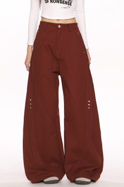 Black Deconstructed Curved Blade Wide-Leg Pants - Trendy High-End Casual Trousers for Women, Floor-Length Niche Design Fashion