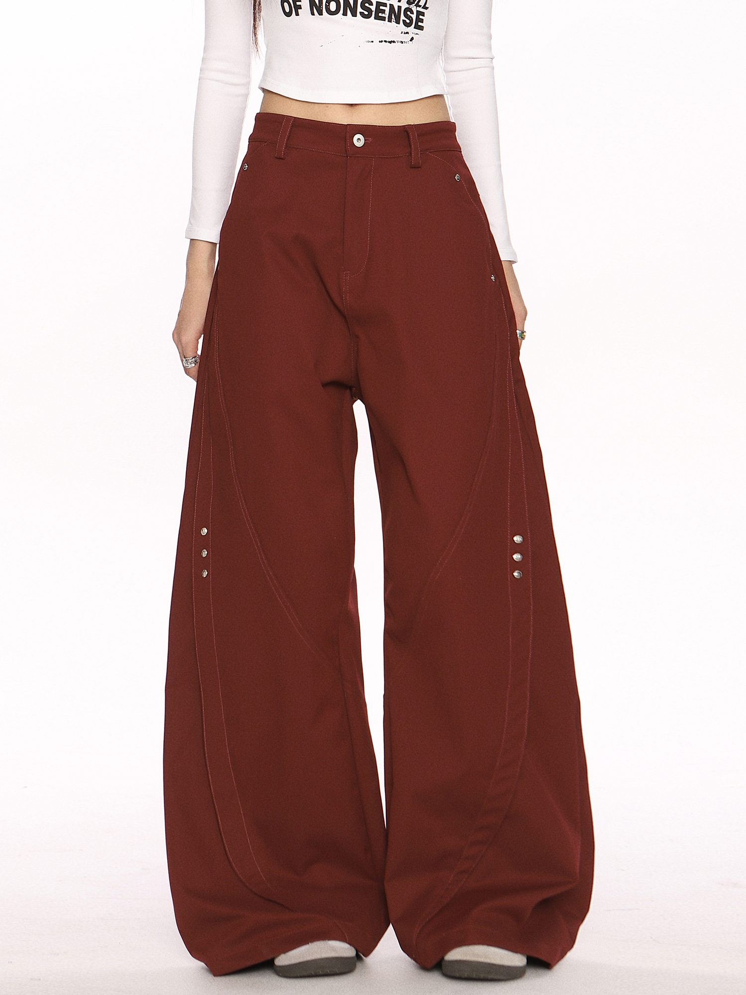 Black Deconstructed Curved Blade Wide-Leg Pants - Trendy High-End Casual Trousers for Women, Floor-Length Niche Design Fashion Black Deconstructed Curved Blade Wide-Leg Pants - Trendy High-End Casual Trousers for Women, Floor-Length Niche Design Fashion