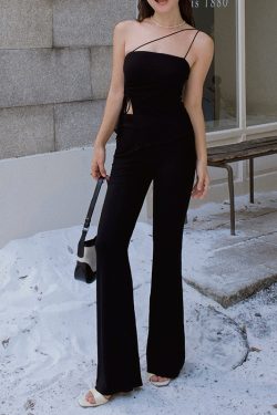 Black Knitted Three-Piece Suit Set - Niche Design, Elastic Slim Fit, Stylish & Versatile Outfit for Modern Fashion