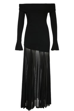 Black Mesh Splicing Low Waist Bodycon Long Skirt - Versatile Sexy Hip-Wrapping Pleated Design for Y2K and Hot Girl Style