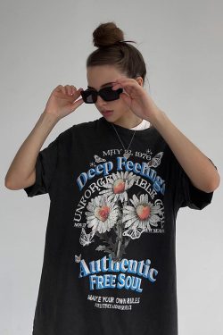 Black Oversized Short Sleeve T-Shirt for Women - American Retro Summer Trendy Top for Spicy Girls