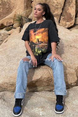 Black Oversized Short-Sleeve T-Shirt for Women - Vintage American Retro Style, Summer High Street Trendy Top