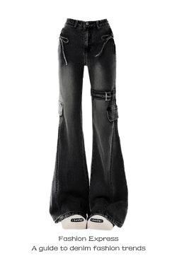 Black Skinny Jeans with Bow Detail for Women - Retro Flared Pants, Slim Fit, Height-Enhancing, 2025 Spring & Autumn Fashion