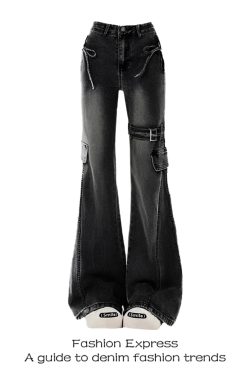 Black Skinny Jeans with Bow Detail for Women - Retro Flared Pants, Slim Fit, Height-Enhancing, 2025 Spring & Autumn Fashion