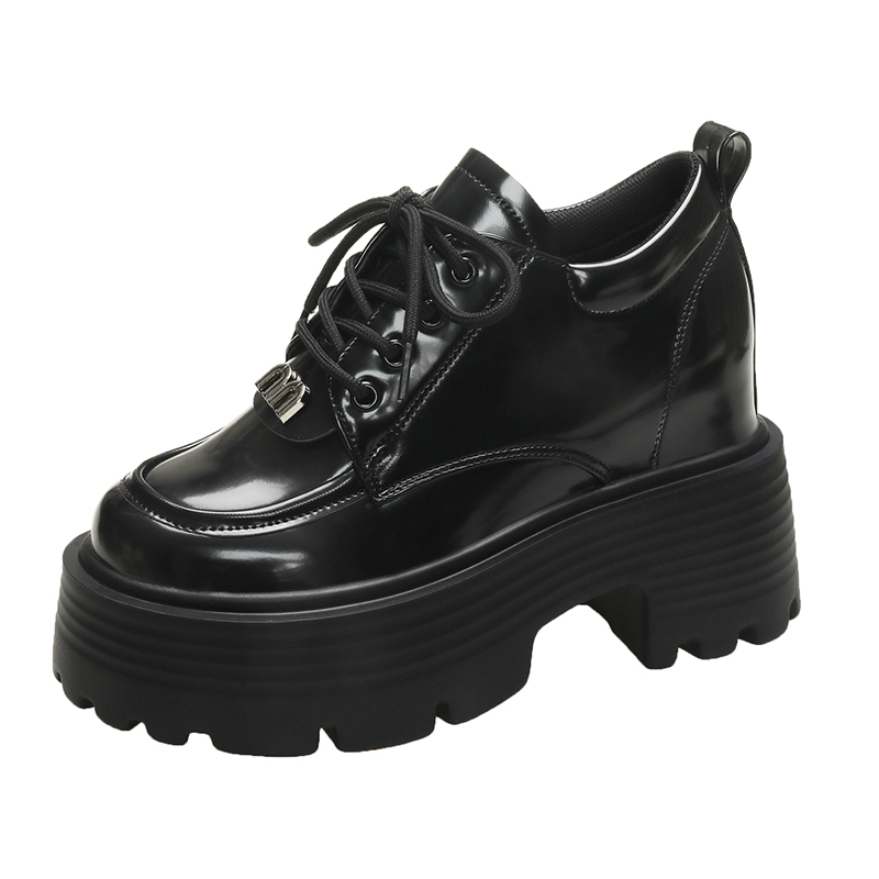 Black Thick-Soled Platform Loafers for Women - 2024 Vintage British College Style Low-Height Height-Increasing Flats Black Thick-Soled Platform Loafers for Women - 2024 Vintage British College Style Low-Height Height-Increasing Flats