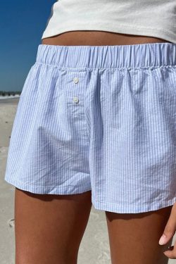 Blue Love Atmospheric Niche Design Casual Low-Waist Shorts for Home and Outdoor Wear - Trendy Y2K Style