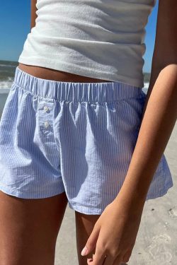 Blue Love Atmospheric Niche Design Casual Low-Waist Shorts for Home and Outdoor Wear - Trendy Y2K Style