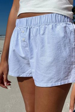 Blue Love Atmospheric Niche Design Casual Low-Waist Shorts for Home and Outdoor Wear - Trendy Y2K Style