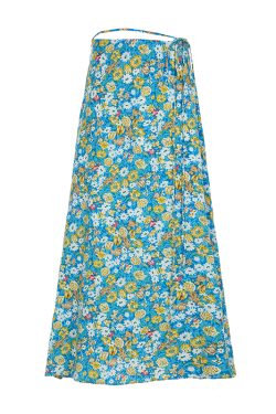 Blue Rose Printed Tulle Vintage Midi Skirt - Elegant Long Skirt for Spring - Trendy Floral Design, Perfect for 90s and Y2K Styles