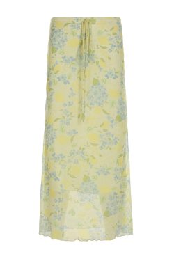 Blue Rose Printed Tulle Vintage Midi Skirt - Elegant Long Skirt for Spring - Trendy Floral Design, Perfect for 90s and Y2K Styles