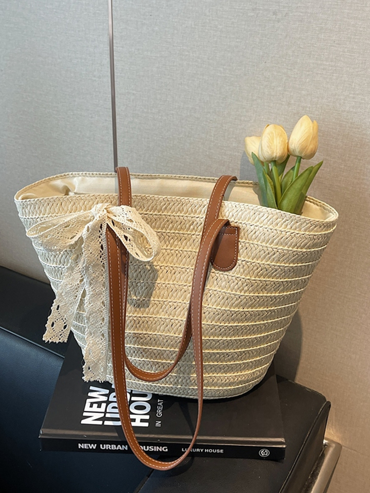 Bohemian Straw Beach Bag for Women - Woven Summer 2025 Single-Shoulder Vacation Tote, Eco-Friendly Vegetable Basket Style Bohemian Straw Beach Bag for Women - Woven Summer 2025 Single-Shoulder Vacation Tote, Eco-Friendly Vegetable Basket Style