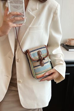 Bohemian Woven Beach Bag for Women - Summer 2025 Shoulder Crossbody Bag with Phone Pocket - Ideal for Seaside Vacations