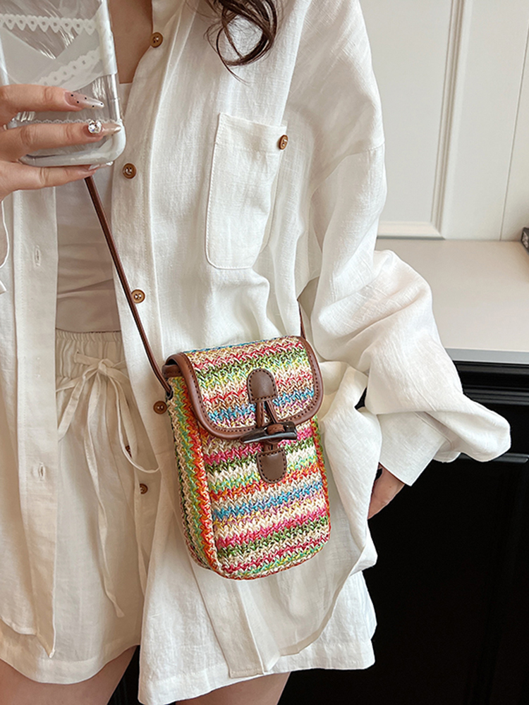 Bohemian Woven Beach Bag for Women - Summer 2025 Shoulder Crossbody Bag with Phone Pocket - Ideal for Seaside Vacations Bohemian Woven Beach Bag for Women - Summer 2025 Shoulder Crossbody Bag with Phone Pocket - Ideal for Seaside Vacations