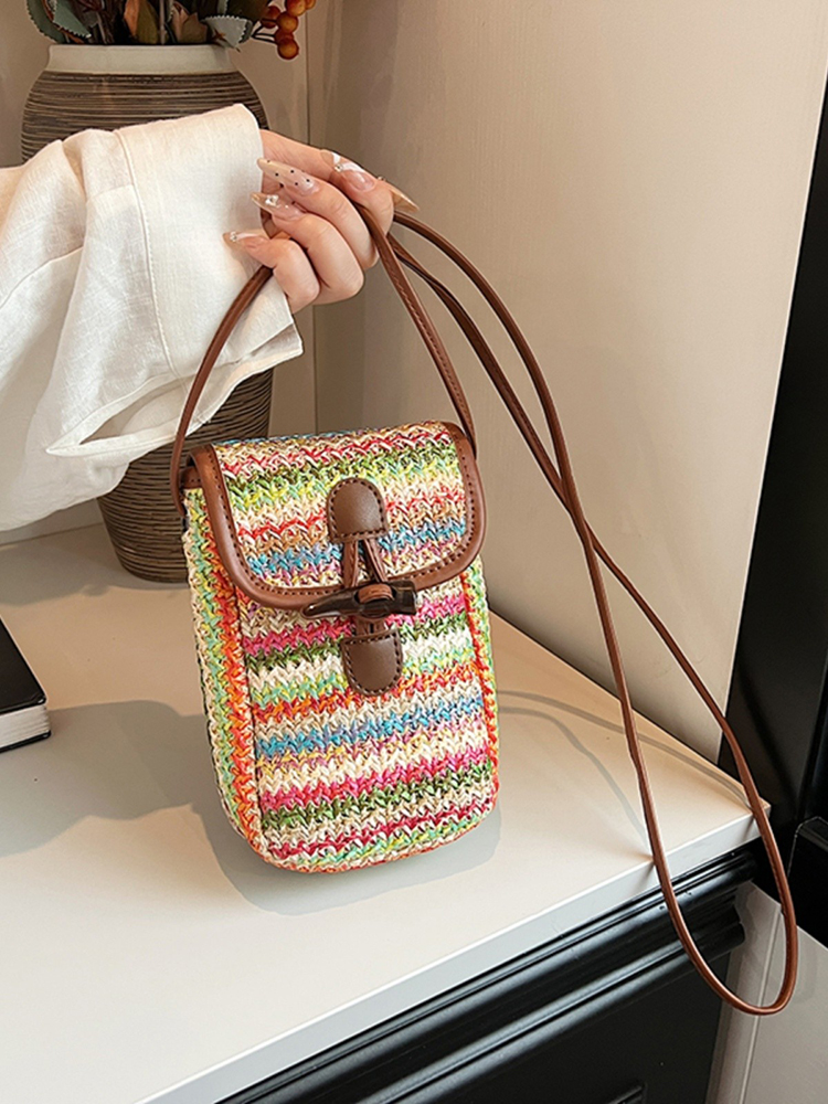 Bohemian Woven Straw Beach Bag for Women, 2025 Vacation Crossbody Shoulder Tote for Seaside Style Bohemian Woven Straw Beach Bag for Women, 2025 Vacation Crossbody Shoulder Tote for Seaside Style