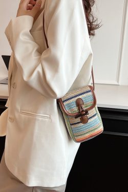 Bohemian Woven Straw Beach Bag for Women, 2025 Vacation Crossbody Shoulder Tote for Seaside Style