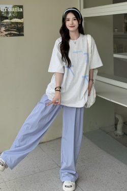 Bow Round Neck Short Sleeve T-shirt for Women - Summer Loose Versatile Sweet Top - 90s Style Sisters Design