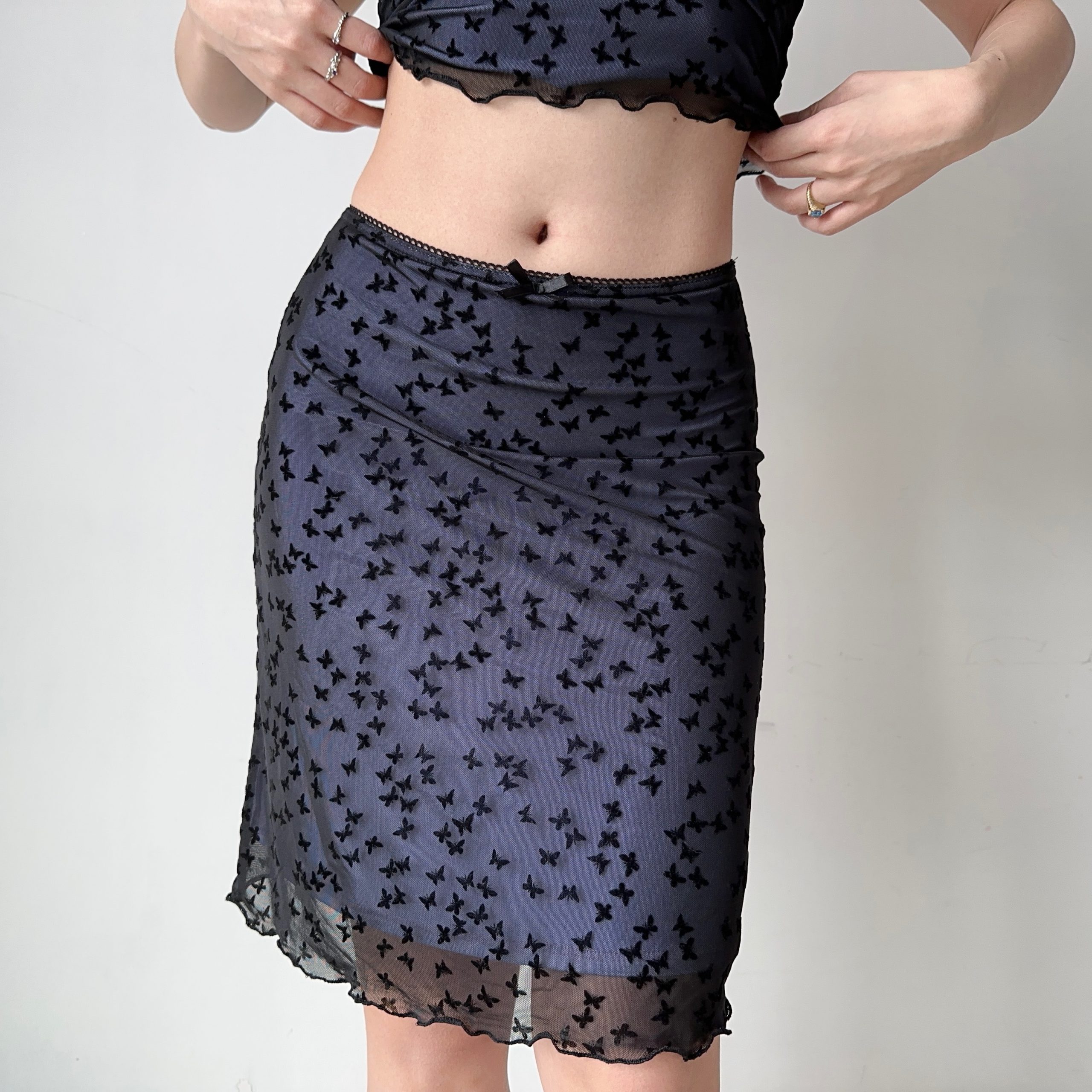 Butterfly Mesh Short Sleeve Top & Bodycon Skirt Two-Piece Set - DIY European & American Style Women’s Fashion Butterfly Mesh Short Sleeve Top & Bodycon Skirt Two-Piece Set - DIY European & American Style Women’s Fashion