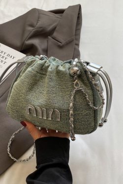 Casual Denim Bucket Bag for Women - Trendy Drawstring Shoulder Bag, Versatile Summer 2025 Style