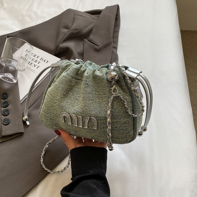 Casual Denim Bucket Bag for Women - Trendy Drawstring Shoulder Bag, Versatile Summer 2025 Style Casual Denim Bucket Bag for Women - Trendy Drawstring Shoulder Bag, Versatile Summer 2025 Style