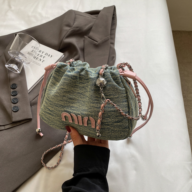 Casual Denim Bucket Bag for Women - Trendy Drawstring Shoulder Bag, Versatile Summer 2025 Style Casual Denim Bucket Bag for Women - Trendy Drawstring Shoulder Bag, Versatile Summer 2025 Style
