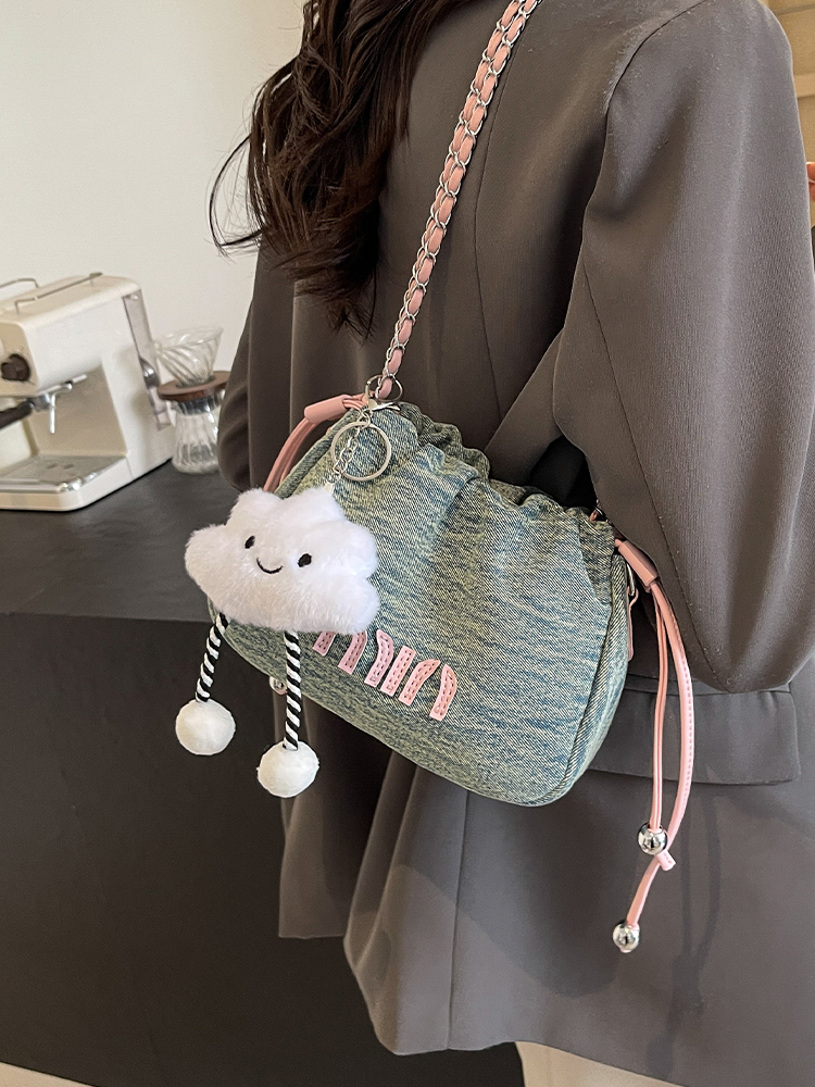 Casual Denim Bucket Bag for Women - Trendy Drawstring Shoulder Bag, Versatile Summer 2025 Style Casual Denim Bucket Bag for Women - Trendy Drawstring Shoulder Bag, Versatile Summer 2025 Style