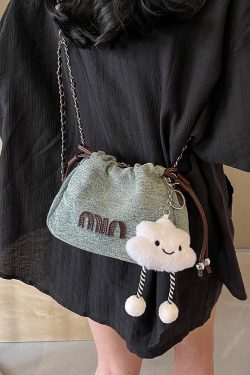 Casual Denim Bucket Bag for Women - Trendy Drawstring Shoulder Bag, Versatile Summer 2025 Style