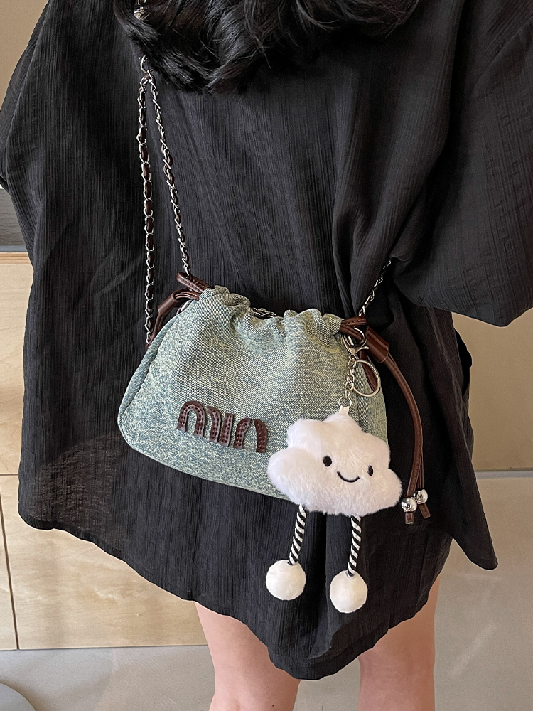 Casual Denim Bucket Bag for Women - Trendy Drawstring Shoulder Bag, Versatile Summer 2025 Style Casual Denim Bucket Bag for Women - Trendy Drawstring Shoulder Bag, Versatile Summer 2025 Style