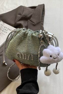 Casual Denim Bucket Bag for Women - Trendy Drawstring Shoulder Bag, Versatile Summer 2025 Style