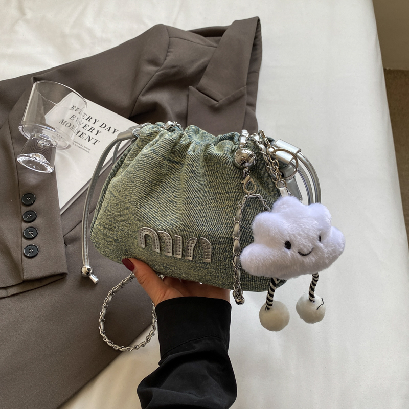 Casual Denim Bucket Bag for Women - Trendy Drawstring Shoulder Bag, Versatile Summer 2025 Style Casual Denim Bucket Bag for Women - Trendy Drawstring Shoulder Bag, Versatile Summer 2025 Style