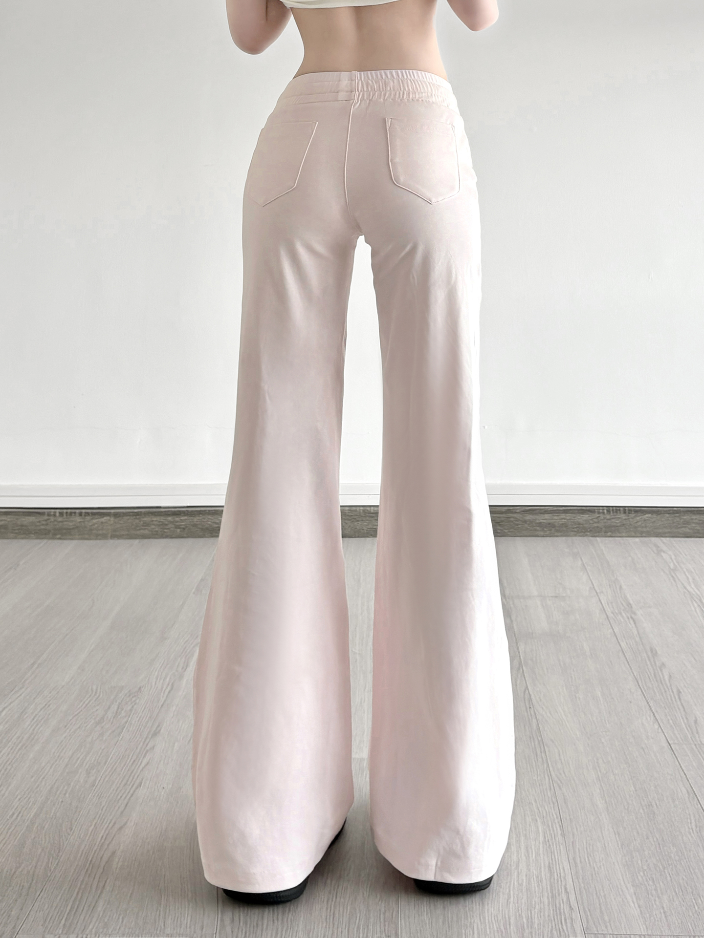 Casual Rhinestone Elastic Waist Drawstring Pants for Women - Versatile Low Waist Slightly Flared Slim Long Trousers, Y2K Style Casual Rhinestone Elastic Waist Drawstring Pants for Women - Versatile Low Waist Slightly Flared Slim Long Trousers, Y2K Style