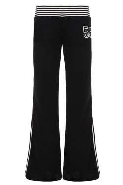 Casual Striped Waistband Digital Print Pants for Women - Low Waist Slim Fit Straight Leg Knit Trousers, American Street Style