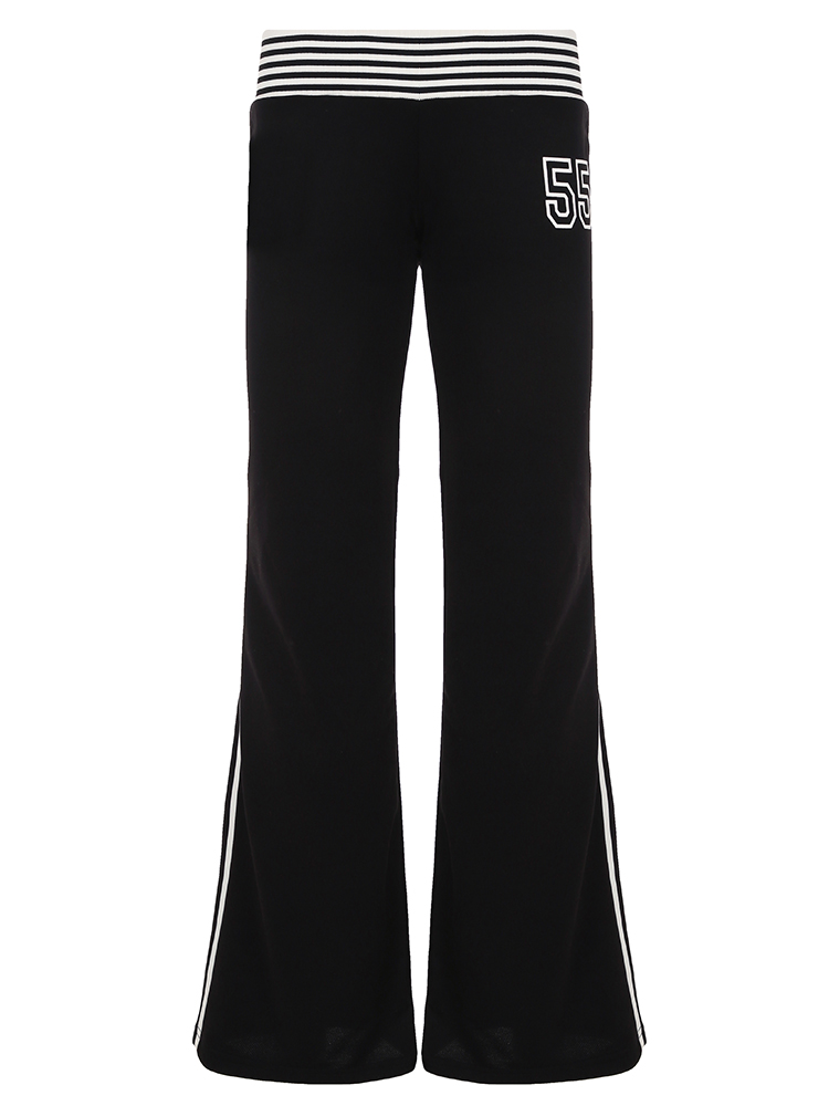 Casual Striped Waistband Digital Print Pants for Women - Low Waist Slim Fit Straight Leg Knit Trousers, American Street Style Casual Striped Waistband Digital Print Pants for Women - Low Waist Slim Fit Straight Leg Knit Trousers, American Street Style