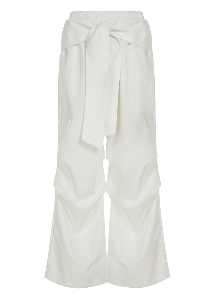 Casual Wide-Leg Cargo Pants for Women - Drawstring Elastic Waist, Trendy Sports Style, Loose Fit Dance Trousers Casual Wide-Leg Cargo Pants for Women - Drawstring Elastic Waist, Trendy Sports Style, Loose Fit Dance Trousers