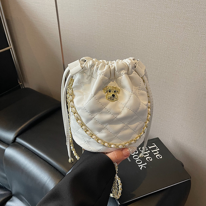 Chic 2025 Small Diamond-Pattern Drawstring Bucket Bag for Women - Fashionable Chain Shoulder Crossbody Bag Chic 2025 Small Diamond-Pattern Drawstring Bucket Bag for Women - Fashionable Chain Shoulder Crossbody Bag