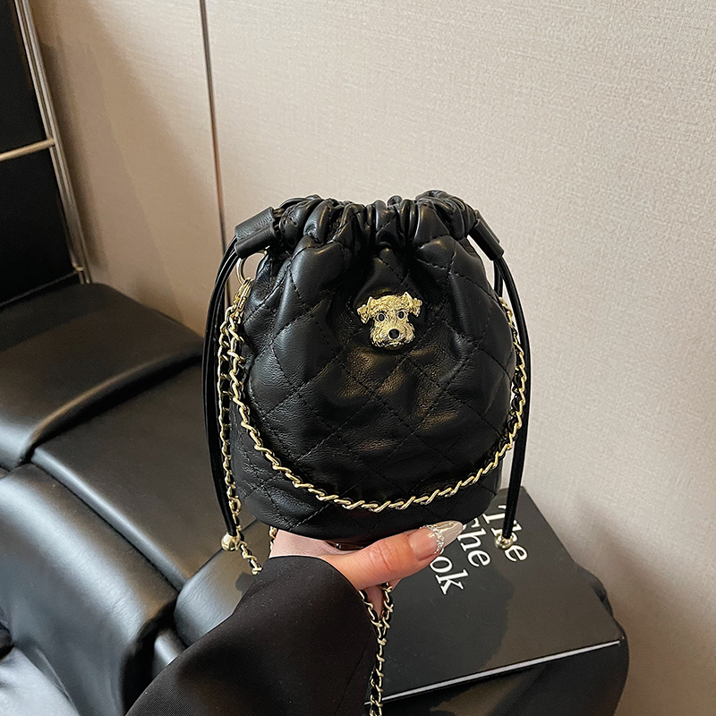 Chic 2025 Small Diamond-Pattern Drawstring Bucket Bag for Women - Fashionable Chain Shoulder Crossbody Bag Chic 2025 Small Diamond-Pattern Drawstring Bucket Bag for Women - Fashionable Chain Shoulder Crossbody Bag